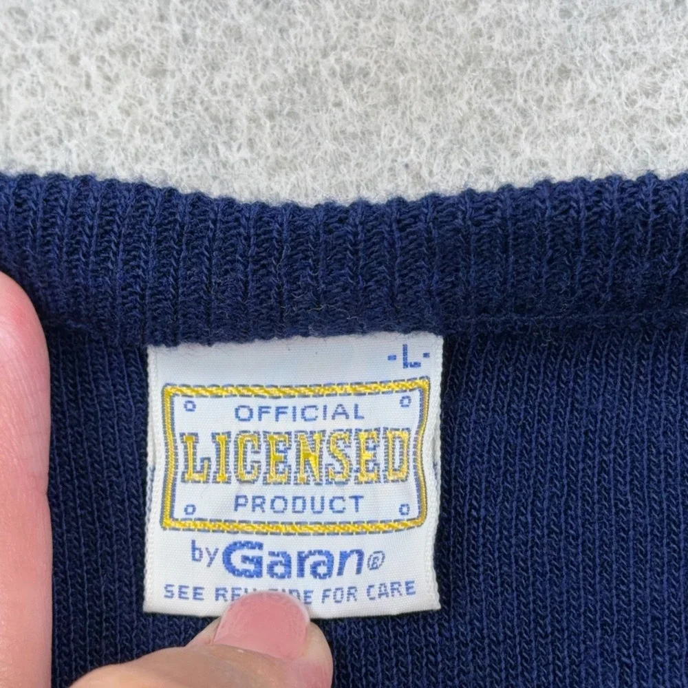 Vintage West Virginia Mountaineers Sweater Men Large Blue V Neck 90s Made In USA